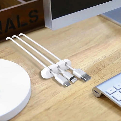 Silicone USB Cable Organizer Winder Desktop Tidy Management Clips Wire Holder - Bild 5 von 15