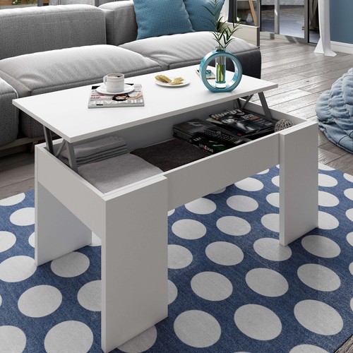 Mesa de centro elevable en color blanco artik (mate) 45-56x100x50 cm - Imagen 6 de 7