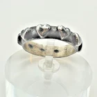 VTG  Sterling Silver .925 Made in Mexico Hearts Oxidized Pattern Band size 7.5