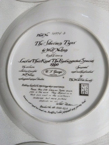 10 Decorative Hanging Bradex Plates "Last Of Their Kind The Endangered Species" - Picture 8 of 14