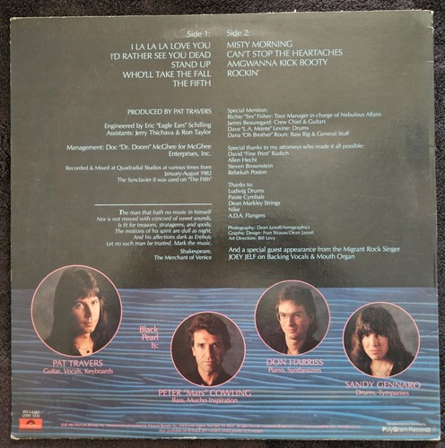 Pat Travers - Black Pearl - 1982 - STEREO - Vinyl - LP - Polydor - Imagen 6 de 6