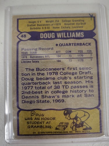 1979 Topps - Doug Williams #48 (RC) - Picture 2 of 2