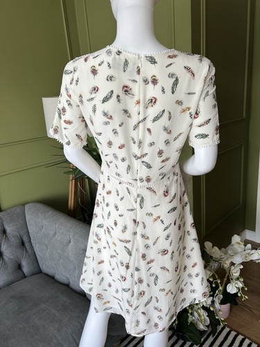 Vestido THE KOOPLES 100% Seda Línea A Detalle Pluma Talla S UK 8 - Imagen 5 de 8