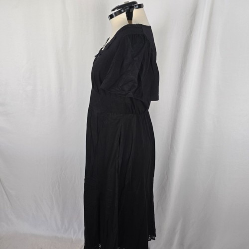 Bloomchic Dress Women's 1X Black Contrast Lace Split Maxi Dress Short Sleeve NWT - Picture 11 of 13