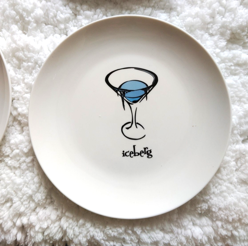 Designpac Inc White Ceramic Cocktail Themed Snack Plates 8.5”D (set of 4) - Picture 5 of 7