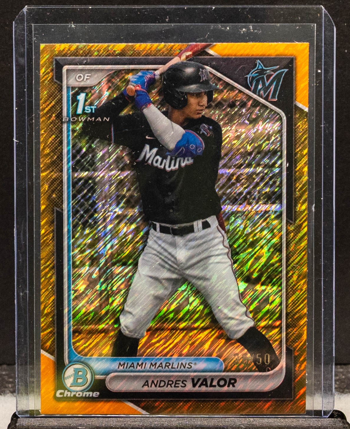 Andres Valor 2024 Bowman Chrome Gold Shimmer Refractor 38/50 1st Prospect