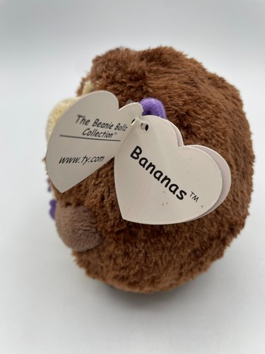 Neu Ty Beanie Ballz braun lila Affe Bananen 5" 2011 Ball runde Etiketten - Bild 8 von 11