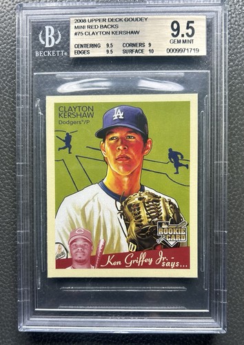 2008 Clayton Kershaw RC Upper Deck Goudey Mini Red Backs #75 BGS 9.5 🔝Ⓜ️L🅱️🔝 - Picture 2 of 8