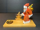 Santa Claus German Erzgebirge Wood Walking Hiking With Sticks Candle Holder