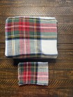 Pottery Barn Stewart Plaid Duvet Cover White Multi F/Q W Std Sham Pre- Own Read