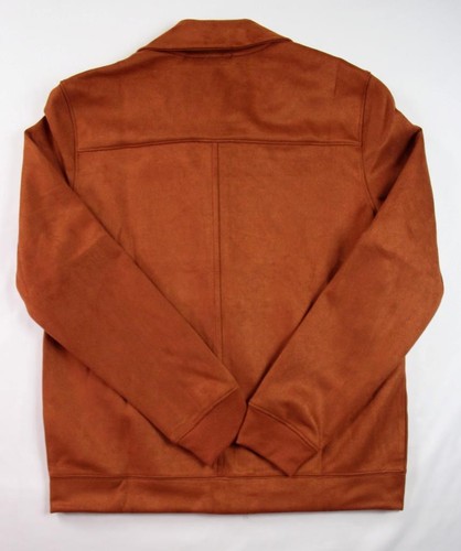 Ben Sherman Mens Jacket XL Faux Suede Bomber Full Zip Long Sleeve Rust $149 NEW - Picture 2 of 7