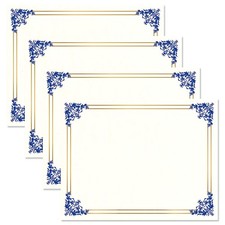 Empire Blue, Gold & White Parchment Certificate Papers - Pack of 100, Laser &...