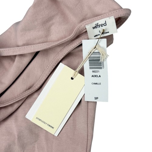 NWT WILFRED Aritzia Adela Rear Self Tie T-Shirt Size Small Camille Pink - Picture 2 of 4