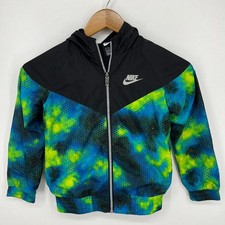 Nike Windbreaker Jacket Youth Size M 5-6 Years Multicolor Full Zip Galaxy Print