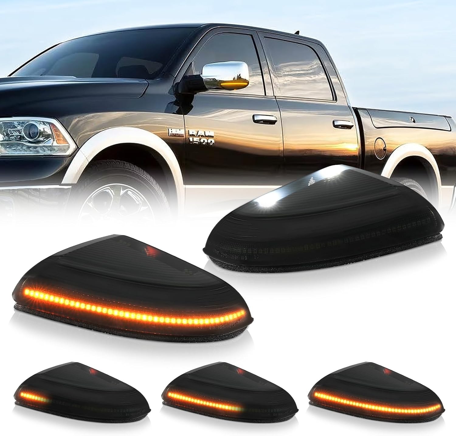 LED Side Mirror Puddle Light Sequential Turn 2009-2018 Dodge Ram 1500 2500 3500