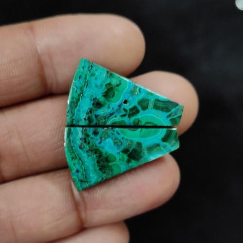 Natural Cabochon Malachite Chrysocolla Healing 2 Pcs 30.80 Cts 25X15X4 MM - Picture 3 of 6
