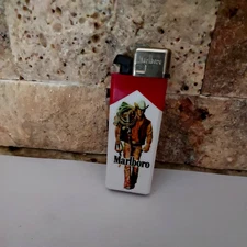vintage marlboro, saddle carrying man disposable lighter