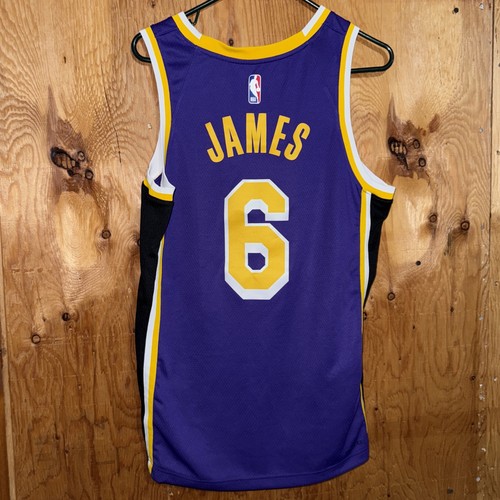 LEBRON JAMES LOS ANGELES LAKERS NIKE DRI FIT PURPLE JERSEY SIZE YOUTH LARGE L - Picture 5 of 9