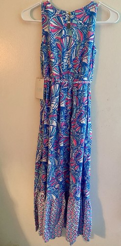 Lilly Pulitzer Target Girl’s My Fans Maxi Dress Size Large (10/12) Ruffle Hem - Picture 4 of 10