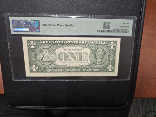 1999 $1 Crisp Federal Reserve Note Near Solid Serial Number (B 11111151 M) PMG66 - Picture 4 of 7