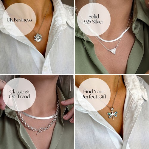 Silverly Sterling Silver Necklace Statement Interlocking Circles Modern Chain - Imagen 8 de 9