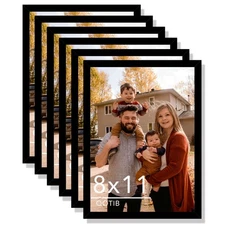 6 Packs 8x11 Picture Frame Black, Engineered Wood 8 x 11 Photo Frame, 8 by 11