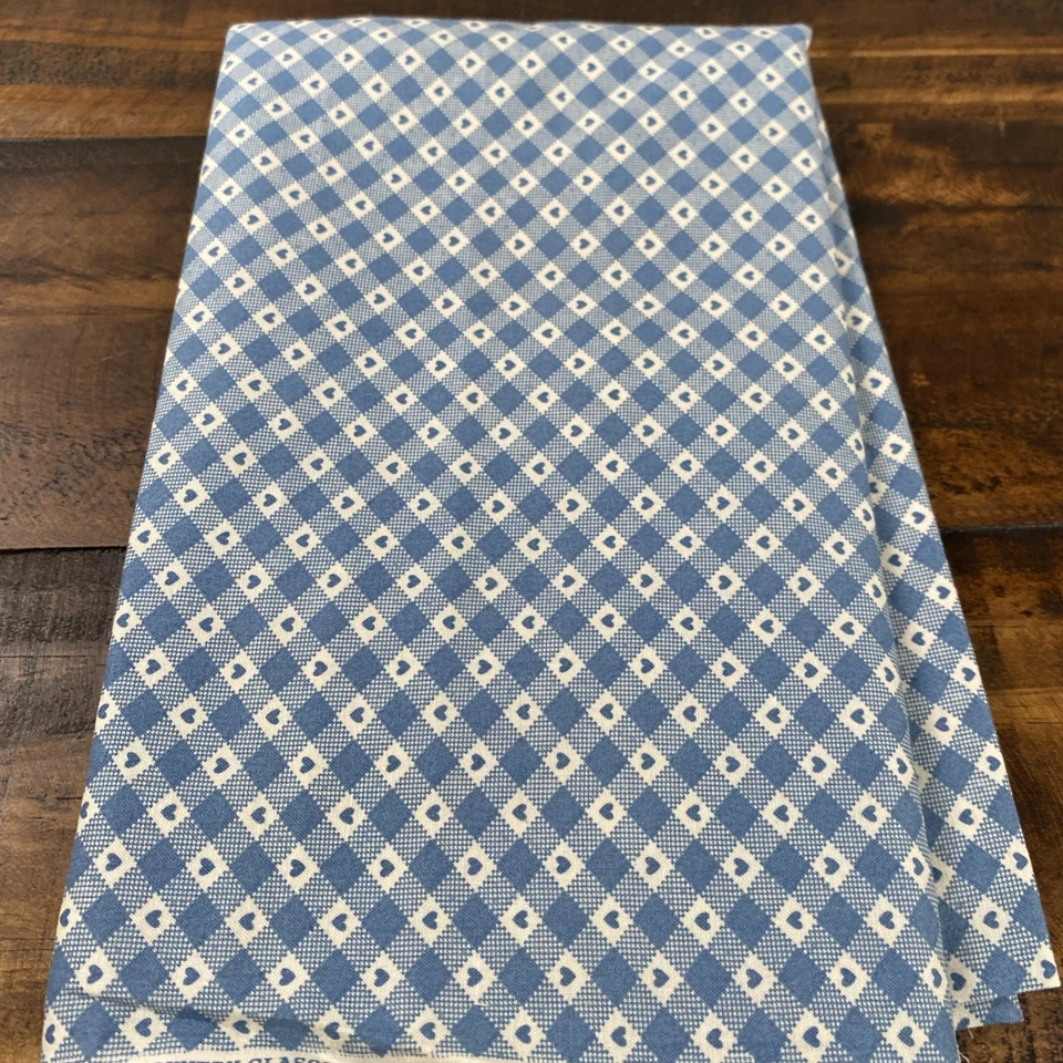 Corazones a cuadros azules vintage Country Classics Old Country Store algodón 1 yarda Foto 4 de 4