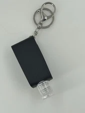 Small Empty Bottle Refillable Lotion Gel Black Cover Clip Keychain Keyring Fob