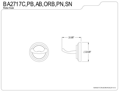 BA2717C Milano Gancio doppio per accappatoio, 2-5/8 pollici, cromo lucido - Foto 3 di 3