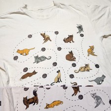 Vintage Sleep Long T Shirt Kittens Nightshirt Cat Yarn Pajamas Nightgown