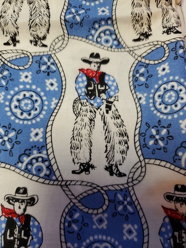 Retro Nähen Stoff Rohling Textilien Cowboys blau Bandana 1ydx45" OOP 2004 - Bild 2 von 5