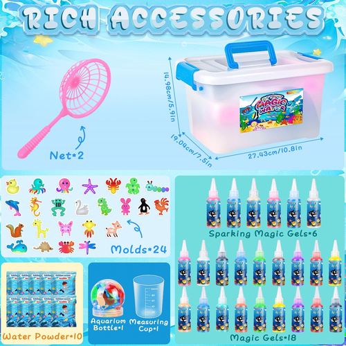 Magic Water Elf Toy Kit, Aqua Fairy Water Gel Kit for Kids with 24 Magic Gels, A - Picture 5 of 12