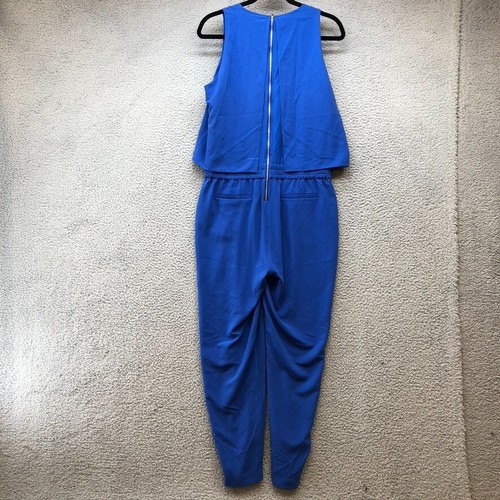 Ted Baker Jumpsuit Womens 4 Blue Tapered Leg Sleeveless Drawstring Sporty Active - Picture 14 of 19