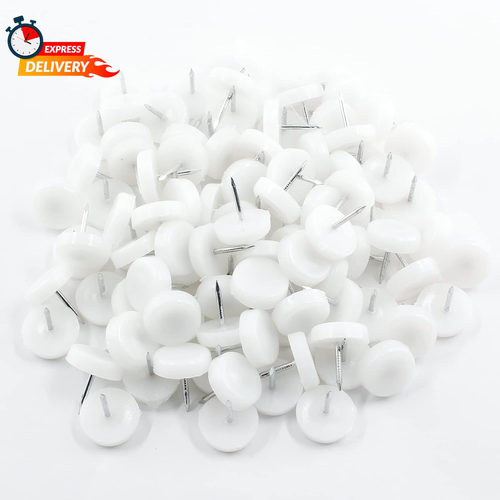 100Pcs 18Mm Nail on Furniture Sliders, round Nylon Chair Feet Glides, Easy Movin