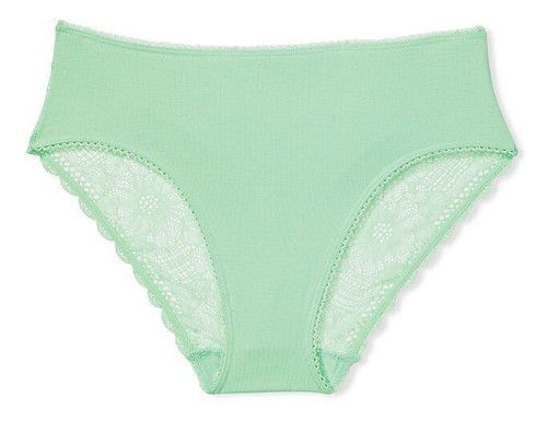 M Icy Mint Green BACK Lace Stretch Cotton Victorias Secret HighLeg Brief Panty - Picture 3 of 10