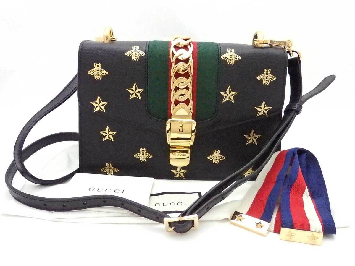 Gucci Black Small Sylvie Shoulder Bag Gold Hardware Available For