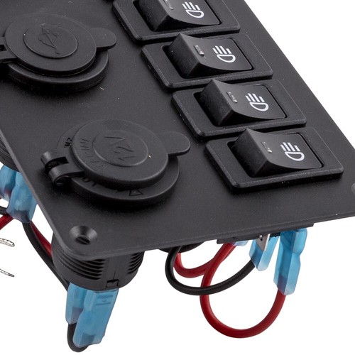 Interruptor basculante LED de 6 velocidades panel circuito doble USB impermeable para coche barco marino - Imagen 10 de 12