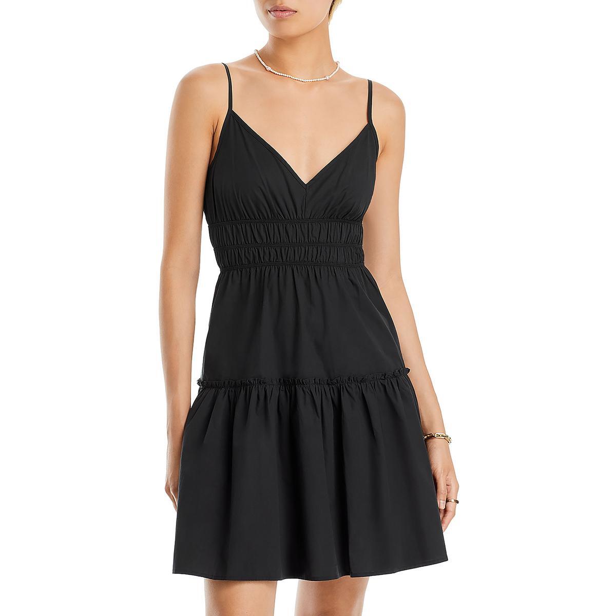 Короткое летнее мини-платье Carmen на бретелях Женское черное многослойное мини-платье Carmen L BHFO 5859