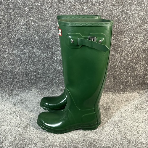 Hunter Rain Boots Womens Size US 5 EU 36 Green Original Tall Buckle Rubber - Picture 3 of 10