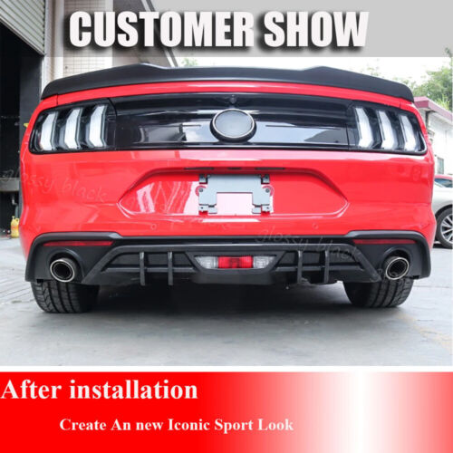 Fit For Ford Mustang 2018-2023 Gloss Black Rear Bumper Diffuser Lip Spoiler Chin - Bild 3 von 9