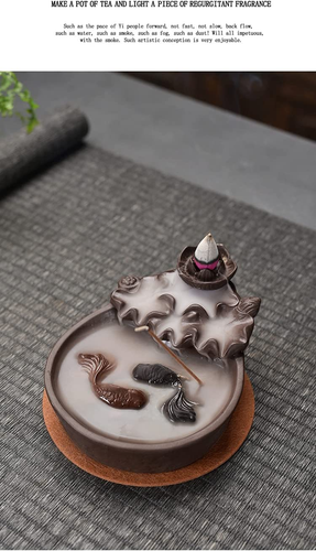 Ceramic Incense Burner Backflow Smoke Waterfall Censer Decor Gift 10X Cones New - Picture 4 of 6