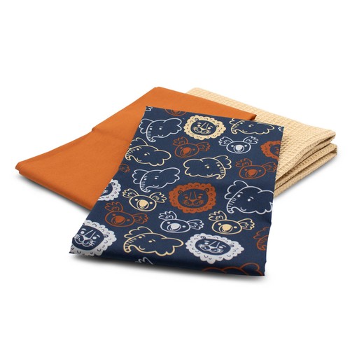 Set 1x Waffelstoff + 2x Baumwollstoff je 0,5m x 1,5m Stoffpaket Safari Set 47 - Bild 2 von 7