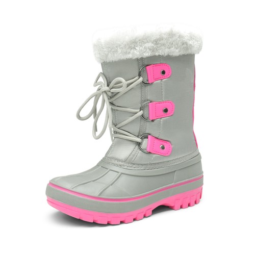 Boys Girls Winter Snow Boots Fur Lined Mid Calf Boots Zip Non-slip Ski Boots - Picture 3 of 17