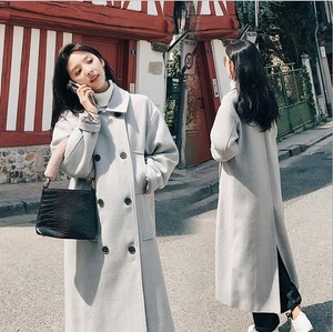 Vogue da coat autunno elegante lana grigio inverno di donna tendenza Trench chiaro donna in TxwTzg