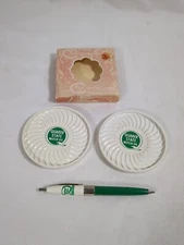 Vintage Quaker State Oil Advertising Tucker Pen & 2 Drink Coasters 