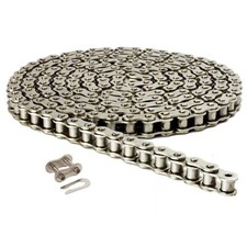  25 Nickel Plated Riveted Roller Chain 10FT Roll with Connecting Link