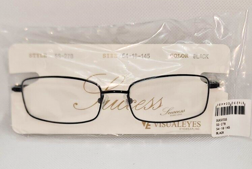 SUCCESS SS-278 MEN'S EYEGLASSES 54-18-145 BLACK WITH SOFT CASE - Picture 2 of 2