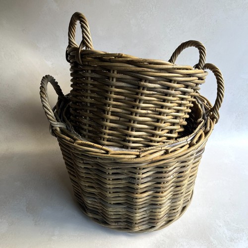 Round Rattan Log / Storage / Kindling Baskets, Excellent Quality, Hessian Lined - Picture 9 of 9