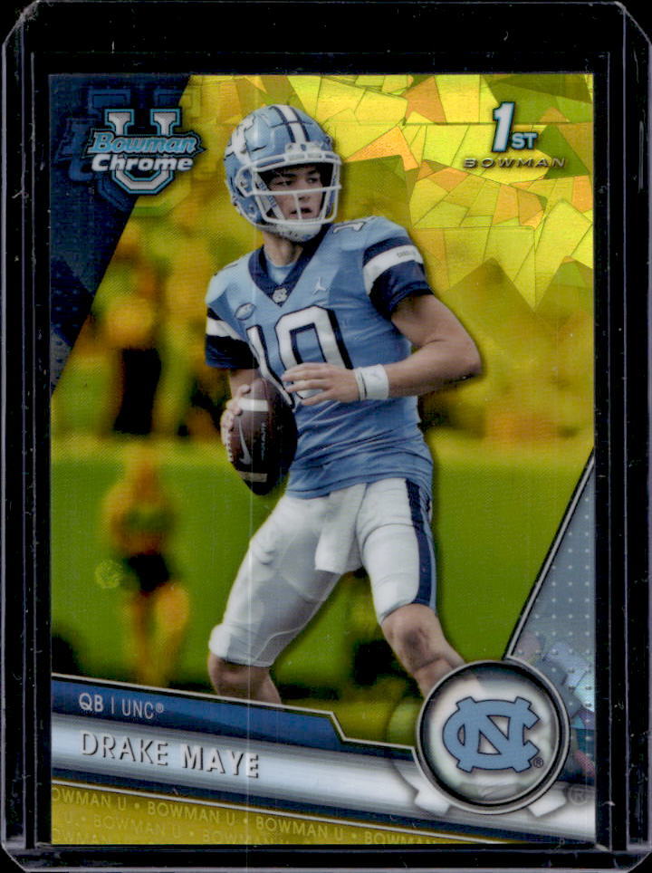 2023 Bowman University Chrome Sapphire Drake Maye Yellow #66/75