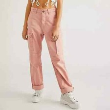 Free People One Teaspoon Cargo Motion Straight Leg Pants Peach Pink NWT Size 31